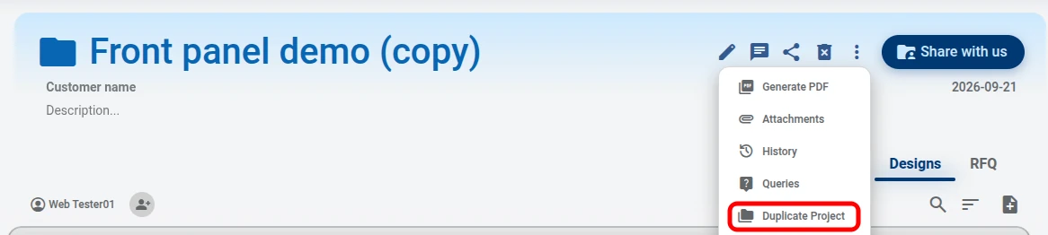 Duplicate project