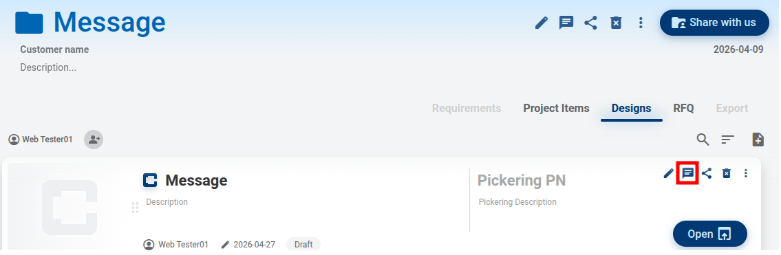 Design messages on project