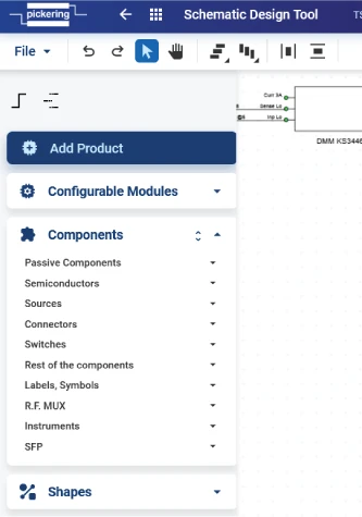 Schematic Design Tool - Left panel